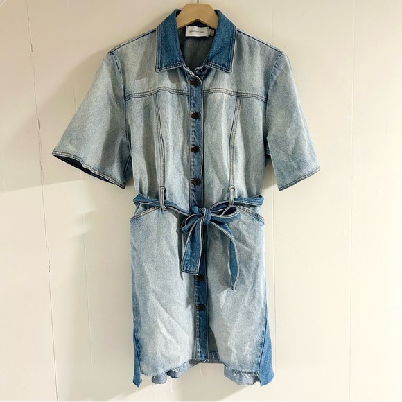 Significant Other Teddie Belted Denim Dress in Blue sz 12 - Picture 4 of 6